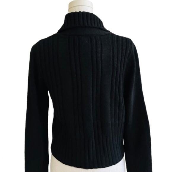 Sweater Project Black Shawl Collar Crop Cropped Ribbed Cardigan Sweater XL NEW - Picture 6 of 12